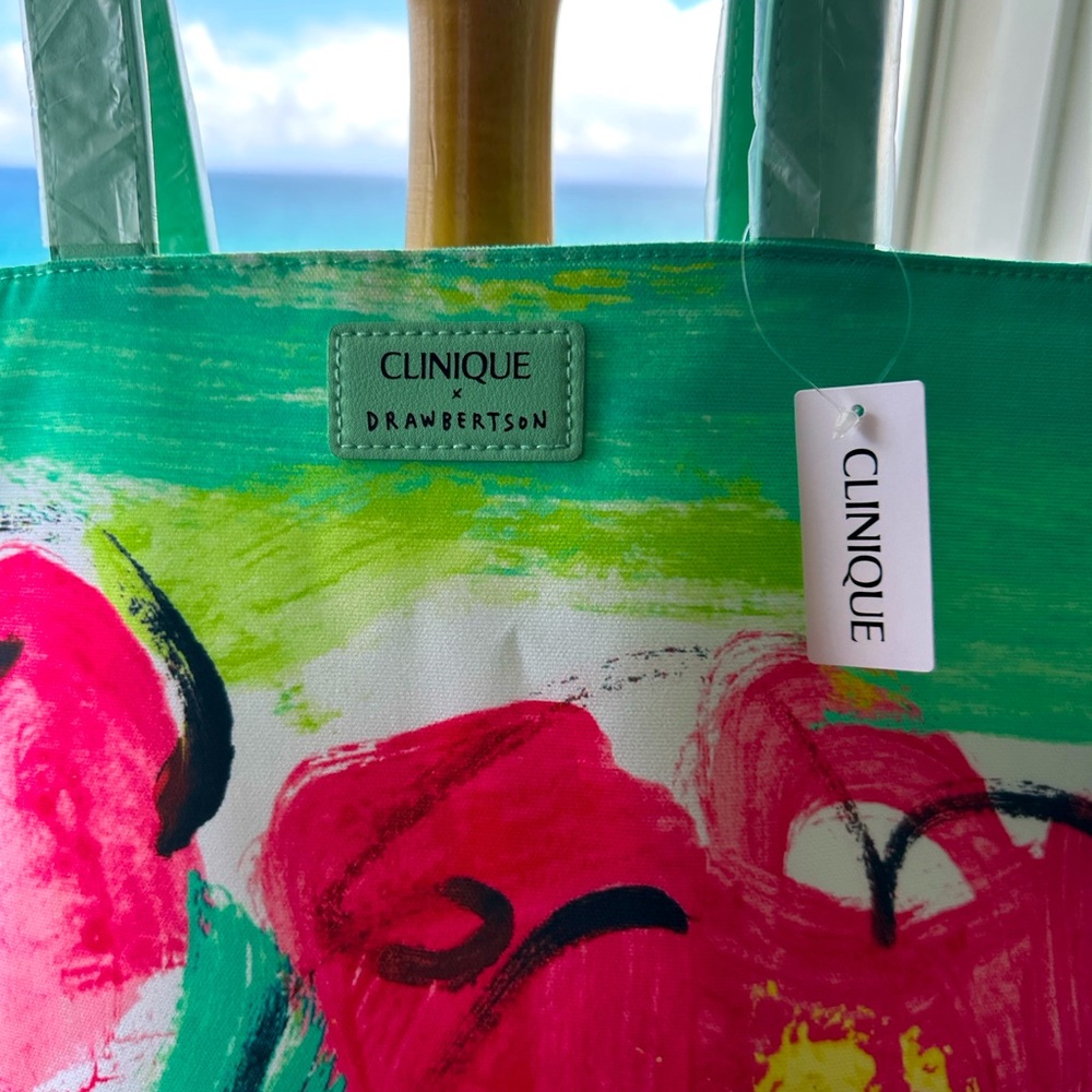CLINIQUE 4 pc FLORAL WATER COLOR TOTE NWT - Picture 4 of 10